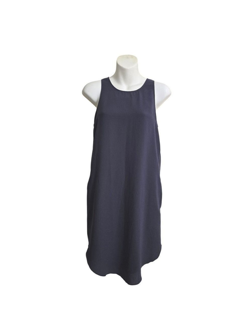 Wilfred Sabatier Silk Trim Shift Dress In Blueish Gray Sz XXS